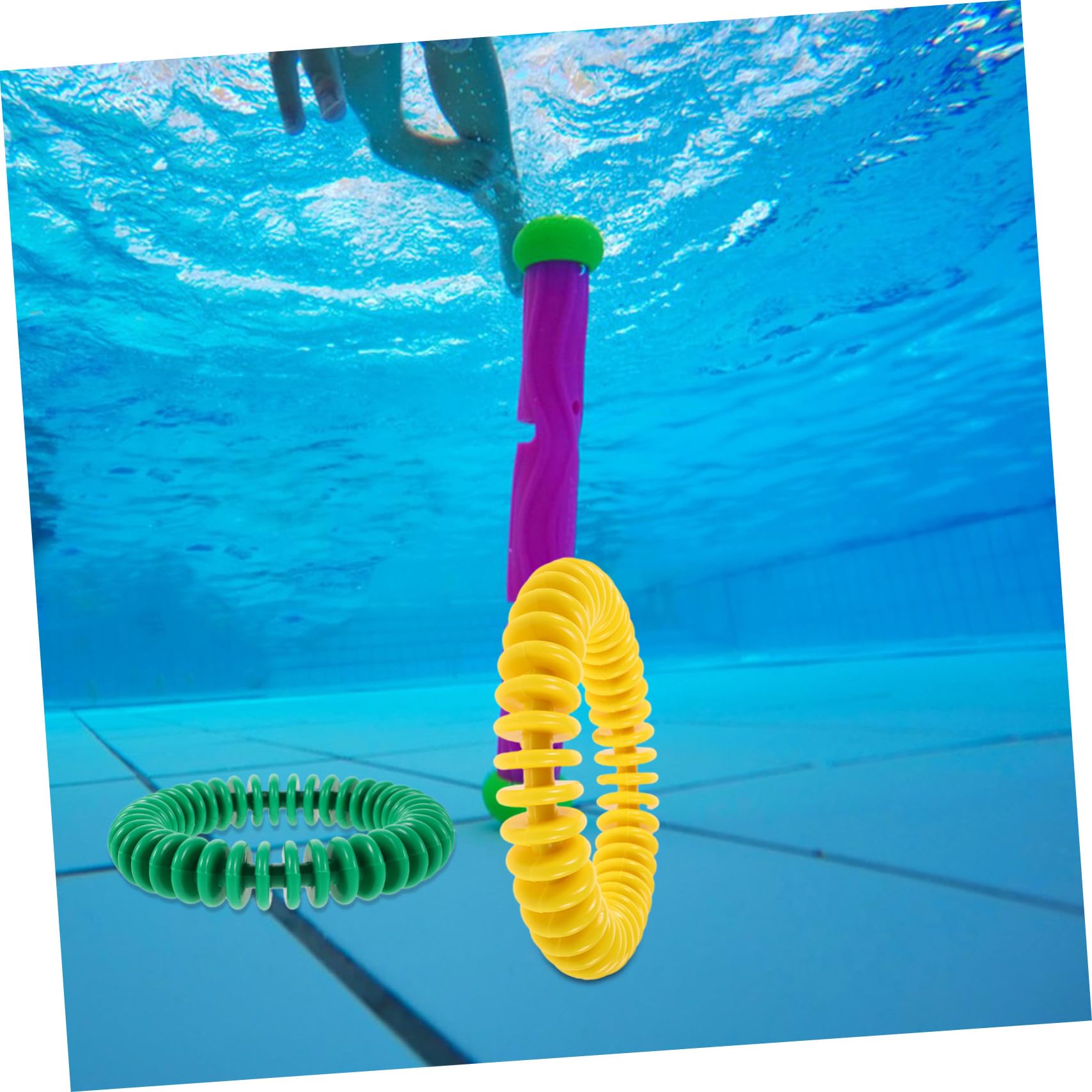 Anillos de Buceo de Plástico, Juego de 4 Piezas para Piscina | Entrenamiento Submarino y Actividades, Formato Portátil, Uso para Adultos y Niños