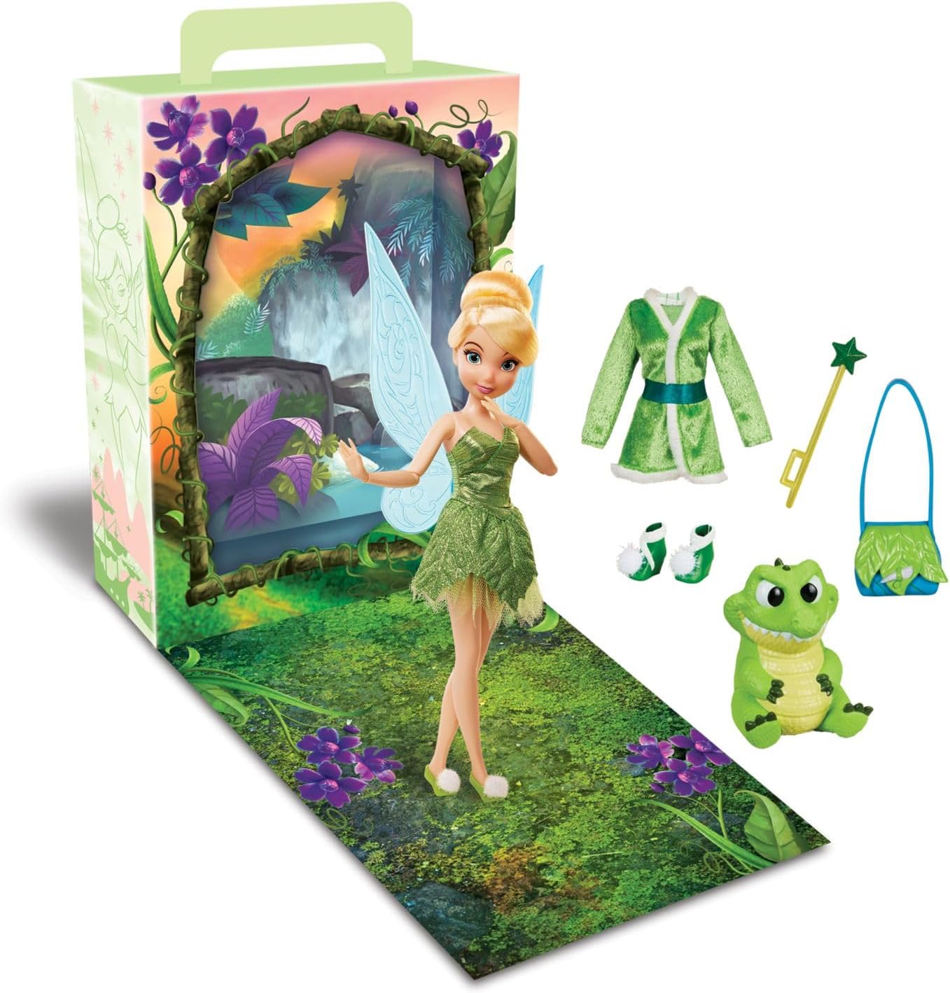 Disney Store Official Princess Story Doll (Tinker Bell from Peter Pan) 11 Inches, Includes Coloring Area and Additional Dress, Princess Doll in Classic Outfit, Princess Toys for Girls