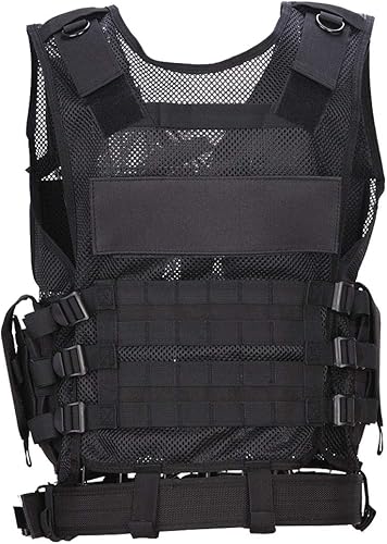 Miniatura 2 de Chaleco táctico de Airsoft para la caza al aire libre del ejército ventilador de combate entrenamiento CS juego 600D cifrado tela de nylon, Negro -