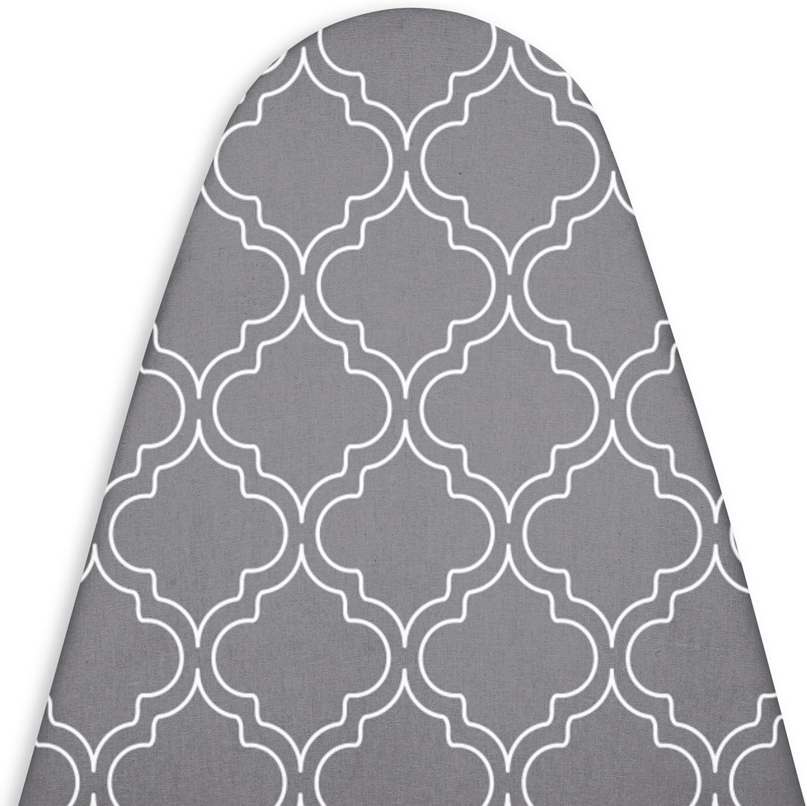 Encasa XO Ironing Board Cover with 3mm Thick Felt Pad for Steam Press (Fits Standard Large Boards of 125x39 cm) Heat Reflective, Scorch & Stain Resistant, Printed - Grey Tiles