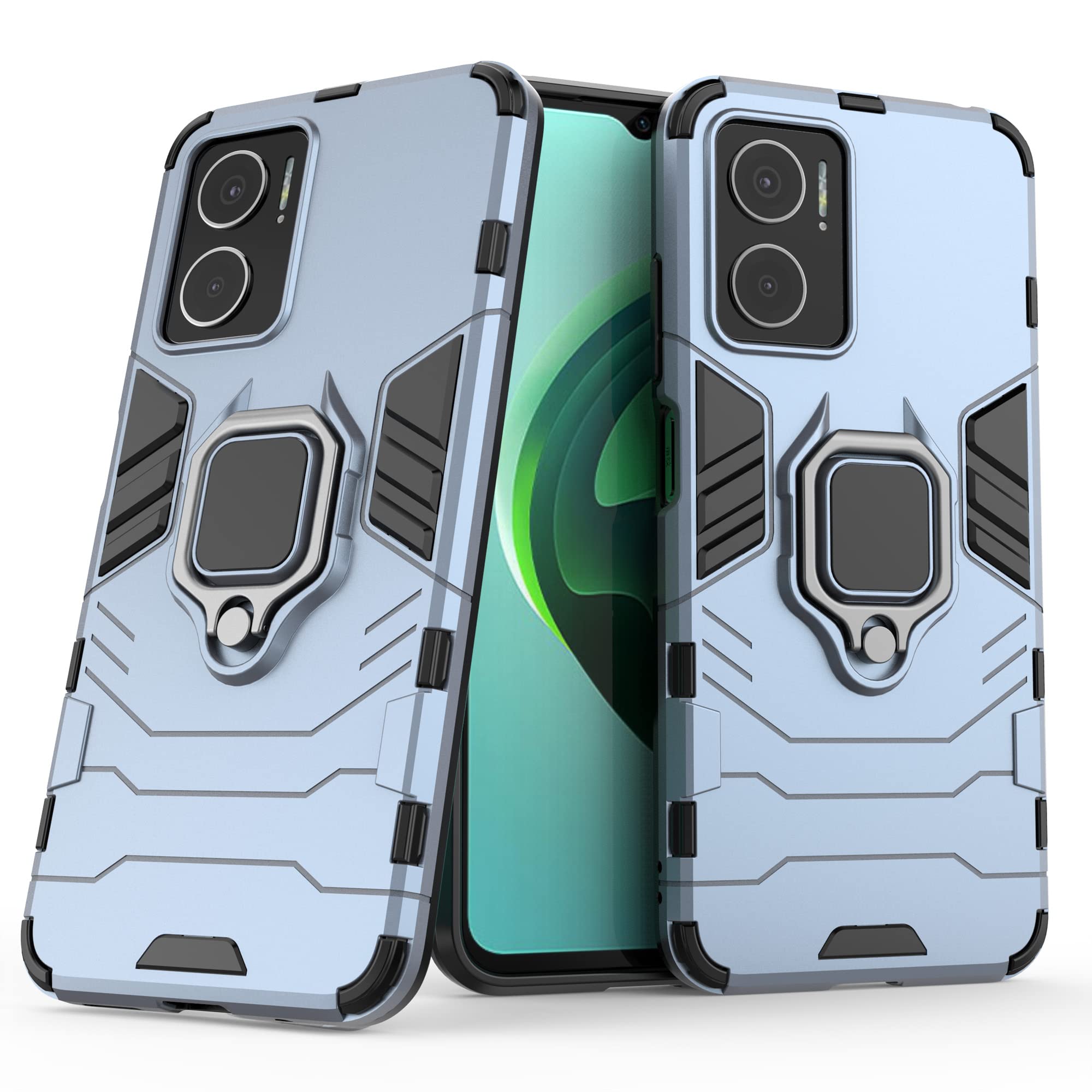 SEAHAI Cover per Realme 10 4G, [360° Rotante Staffa] [Militare Anti-Caduta Protezione] Cornice Paraurti in Silicone Morbido Ultra Sottile Custodia - Nero