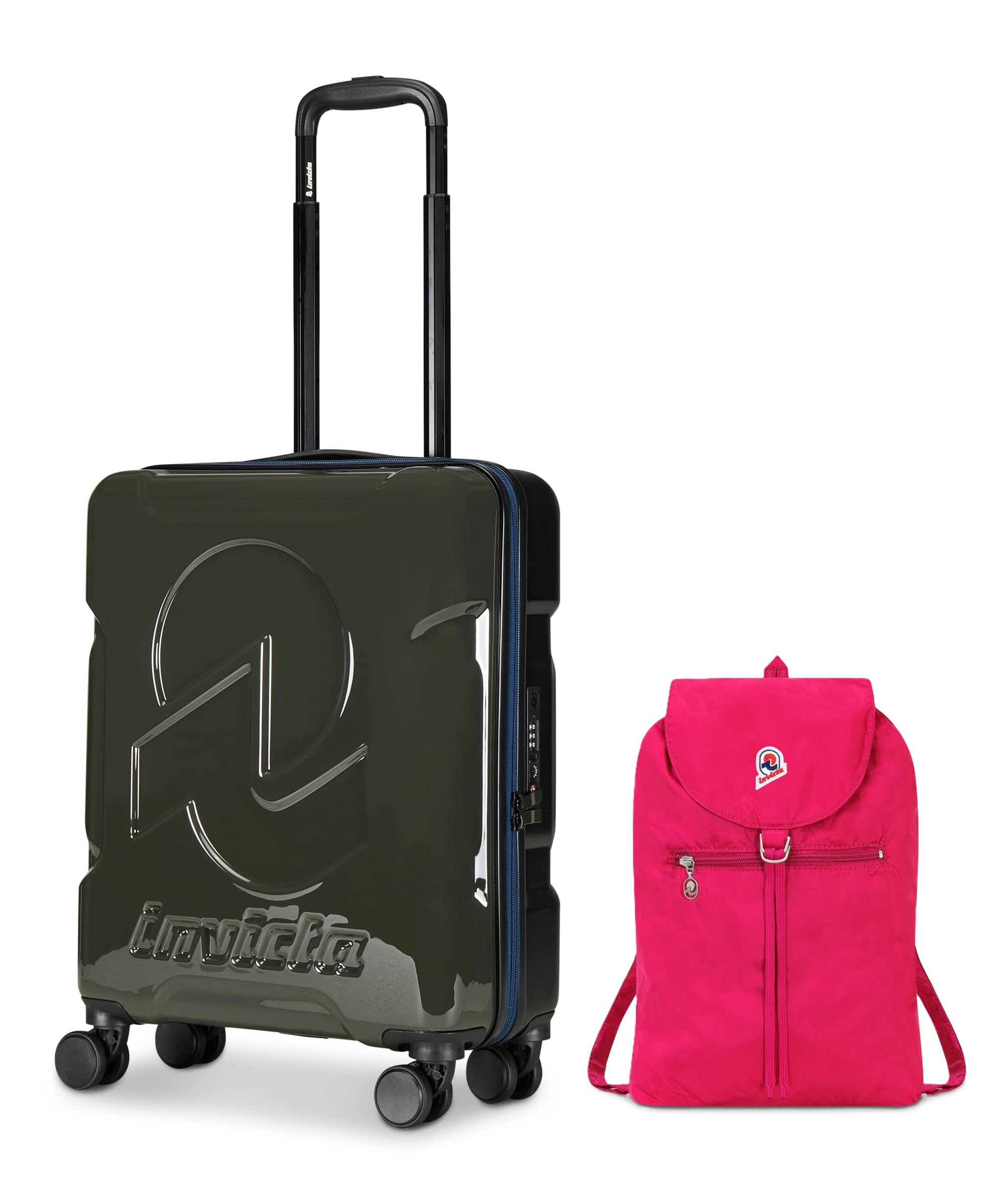 Invicta Trolley Travel - Bagaglio a Mano - Grigio - 33 Litri, Rigido da Cabina con 4 Ruote Girevoli + ZAINO MINISAC GLOSSY - Invicta - Viaggi e Tempo Libero