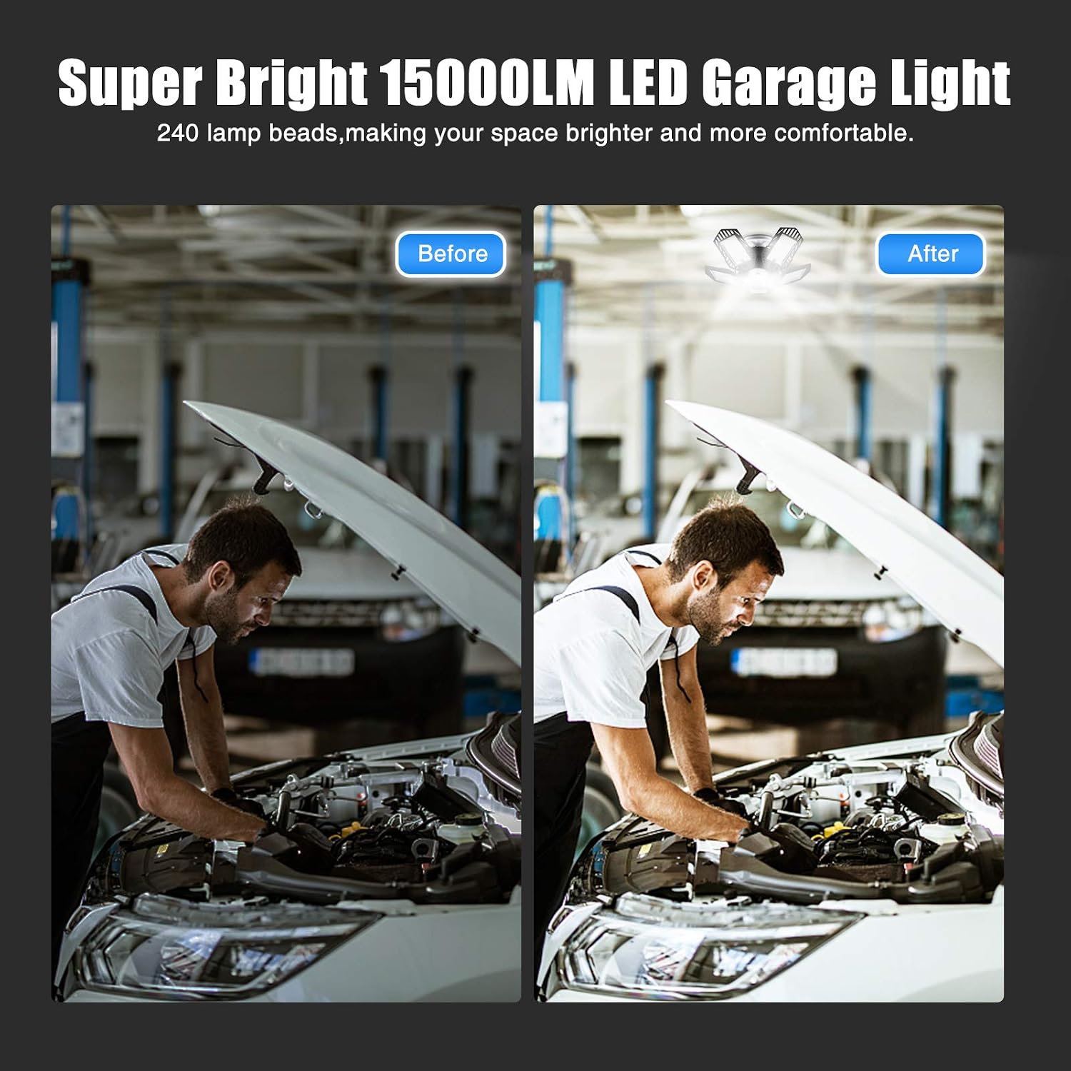 Tор Rаtеd LED Garage Lights 2 Pack, 150W 15000LM Super Bright LED Garage Ceiling Lights, Deformable Garage Lights with 5 Adjustable Panels, 6500K Cold White Basement Lights E26/E27 for Garage, Basement. Nеw Dеаl LED Garage Lights 2 Pack, 150W 15000LM Super Bright LED Garage Ceiling Lights, Deformable Garage Lights with 5 Adjustable Panels, 6500K Cold White Basement Lights E26/E27 for Garage, Basement.