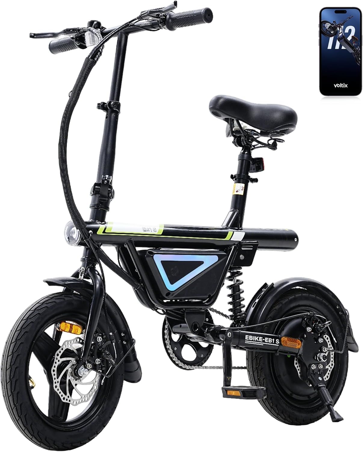 Finbike Bici Elettrica Pieghevole 14", 432WH Batteria, Autonomia di 30-50 KM, Motore 250W, E-Bike per Adulti e Adolescente, Carico 120kg, 10/15/25KM/H