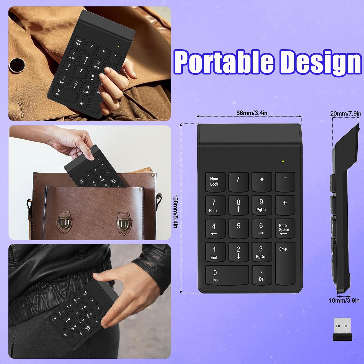 Wireless Numeric Keypad and 32GB Wood USB Flash Drive with Gift Box