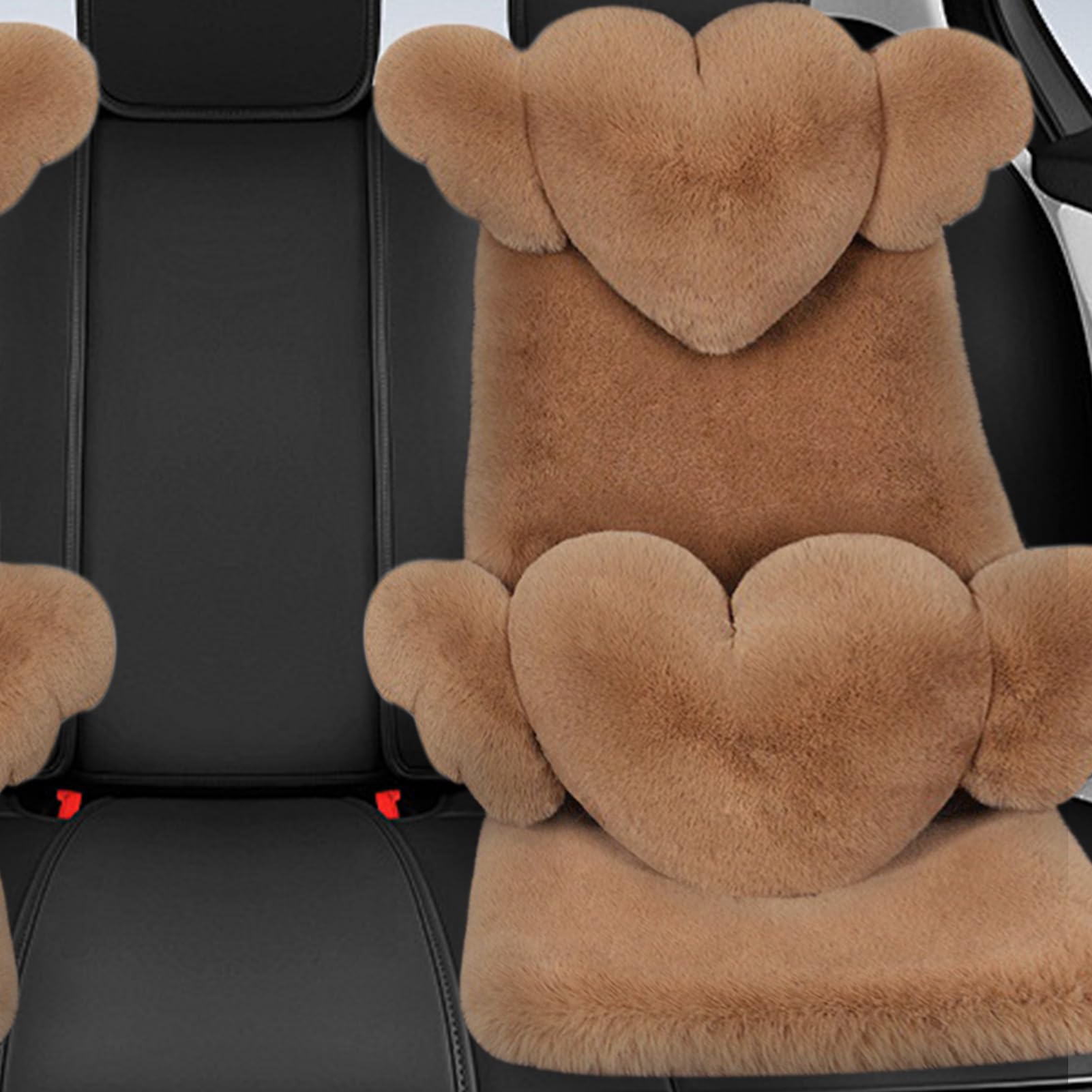 Generico Coprisedili Auto In Peluche Supporto Lombare Auto | Rivestimenti Sedili Riscaldati per SUV Berlina Veicolo Autocarro Viaggio Pendolare Spostamenti Inverno Freddo Autista