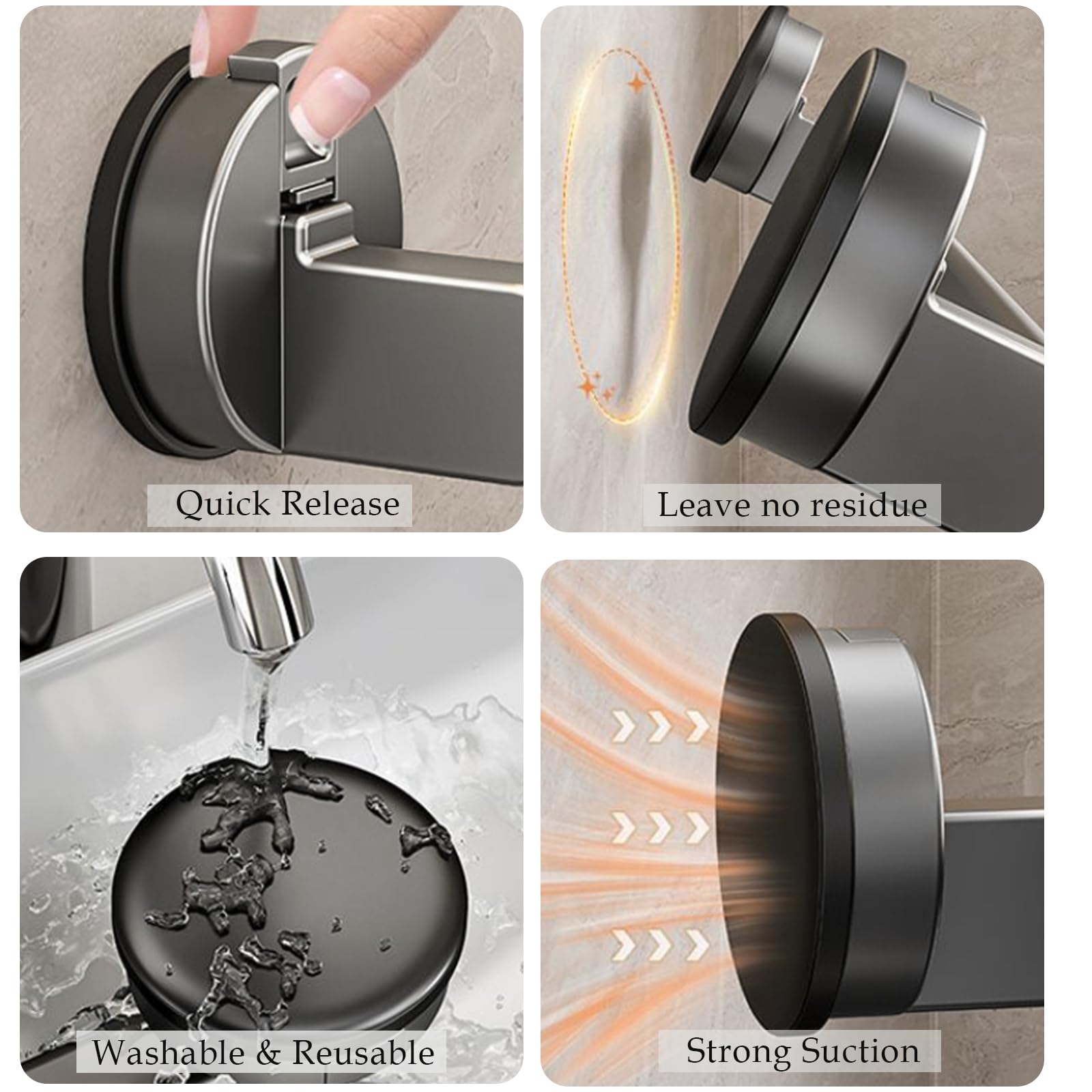 Ideal Swan Suction Towel Holder, Kitchen Towel Holder 50cm, Hand Towel Rail Wall Mounted Aluminium - Image 3