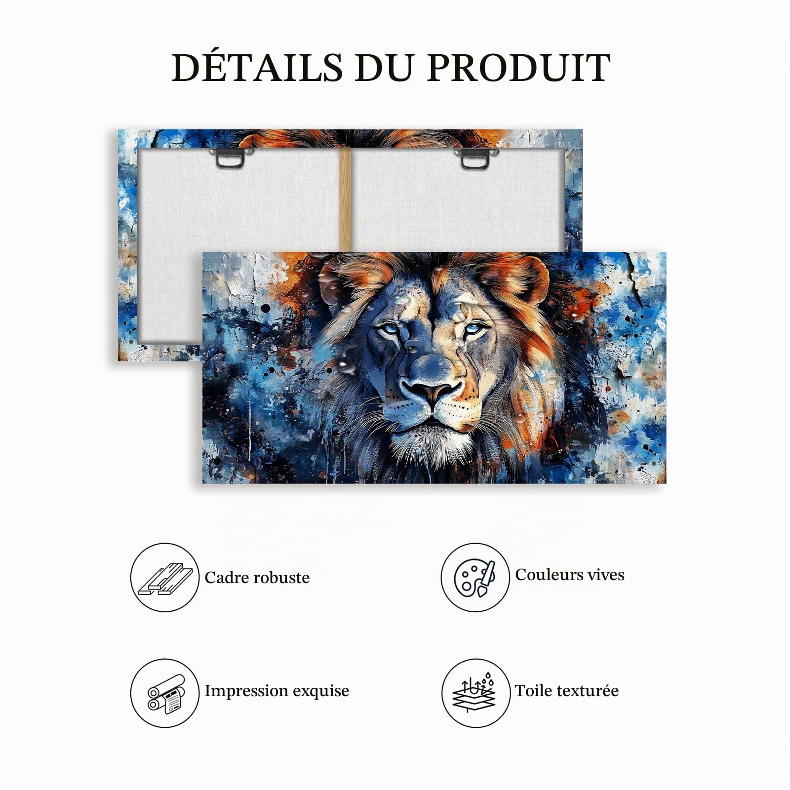 hyidecorart Tableau Decoration Murale Lion Artistiques Salon 50x100 cm