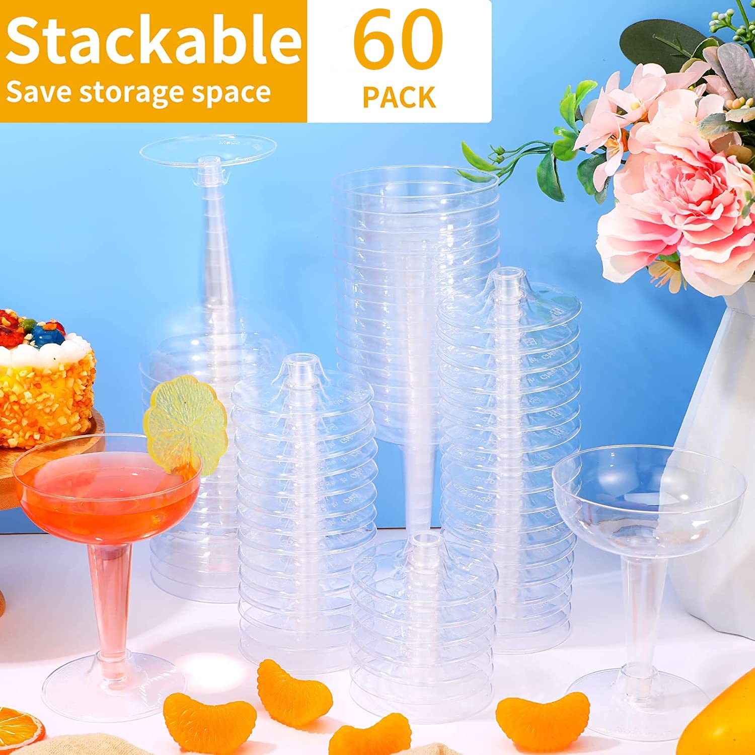 LATERN 60Pcs Plastic Champagne Coupe - Image 3