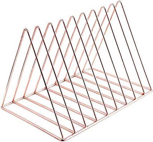Cq acrylic Triangle File Folder Racks and Magazine Holder,10 Section Metal Newspaper Holder Magazine File Storage for Office Home Decoration,Rose