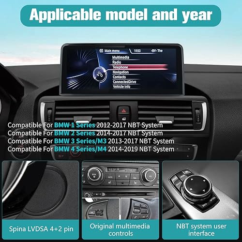 Miniatura 2 de Android 12 4 GB+64 GB Radio de coche compatible con BMW 1 2 3 4 Series F20 F21 F22 F30 F31 F32 F33 F34 F36 (2013-2017), Carplay inalámbrico de 10.25