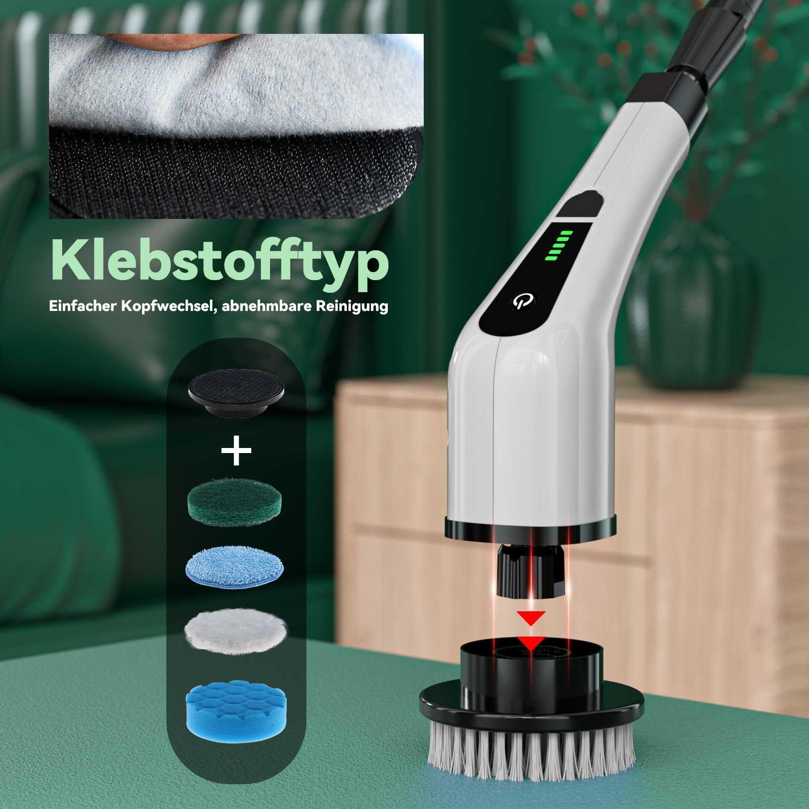 Elektryczna szczotka do czyszczenia, bezprzewodowa, z 7 wymiennymi końcówkami, czas pracy 120-180 min, z wyświetlaczem, do łazienki, kafelków i samochodu