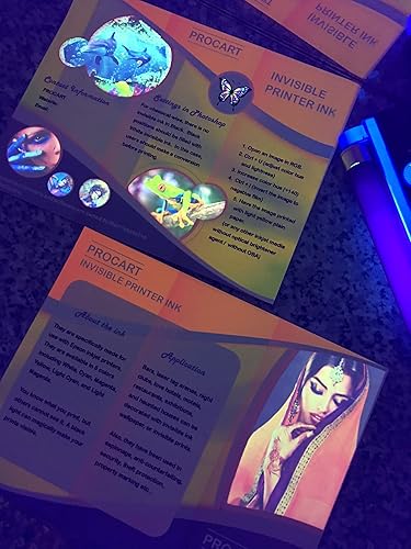 Miniatura 6 de Professional Tinta ULTRAVIOLETA invisible para las impresoras de chorro de tinta 4 colores fijados, 0.3 fl ozcolor, tinta de la luz negra para las
