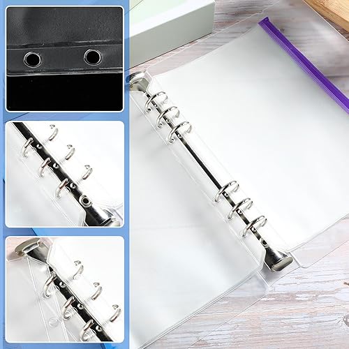 Miniatura 36 de 40 bolsillos para carpeta, 3 agujeros con cremallera, 3 bolsillos A4 con carpetas con cremallera, bolsas de plástico, bolsas de hojas sueltas, bolsa