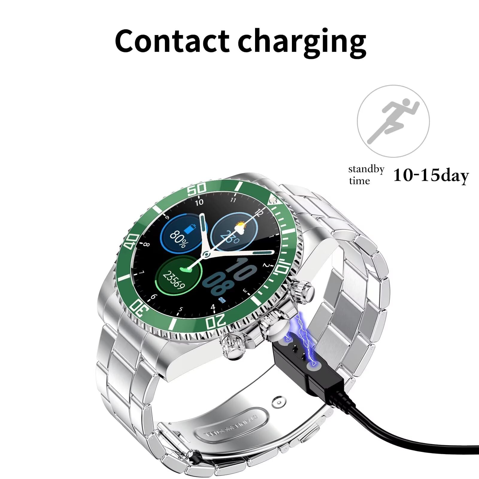 Modny smartwatch dla mężczyzn, ekran dotykowy Bluetooth Smart Watch, sportowy tracker aktywności, monitorowanie zdrowia, inteligentne powiadomienia, czarny