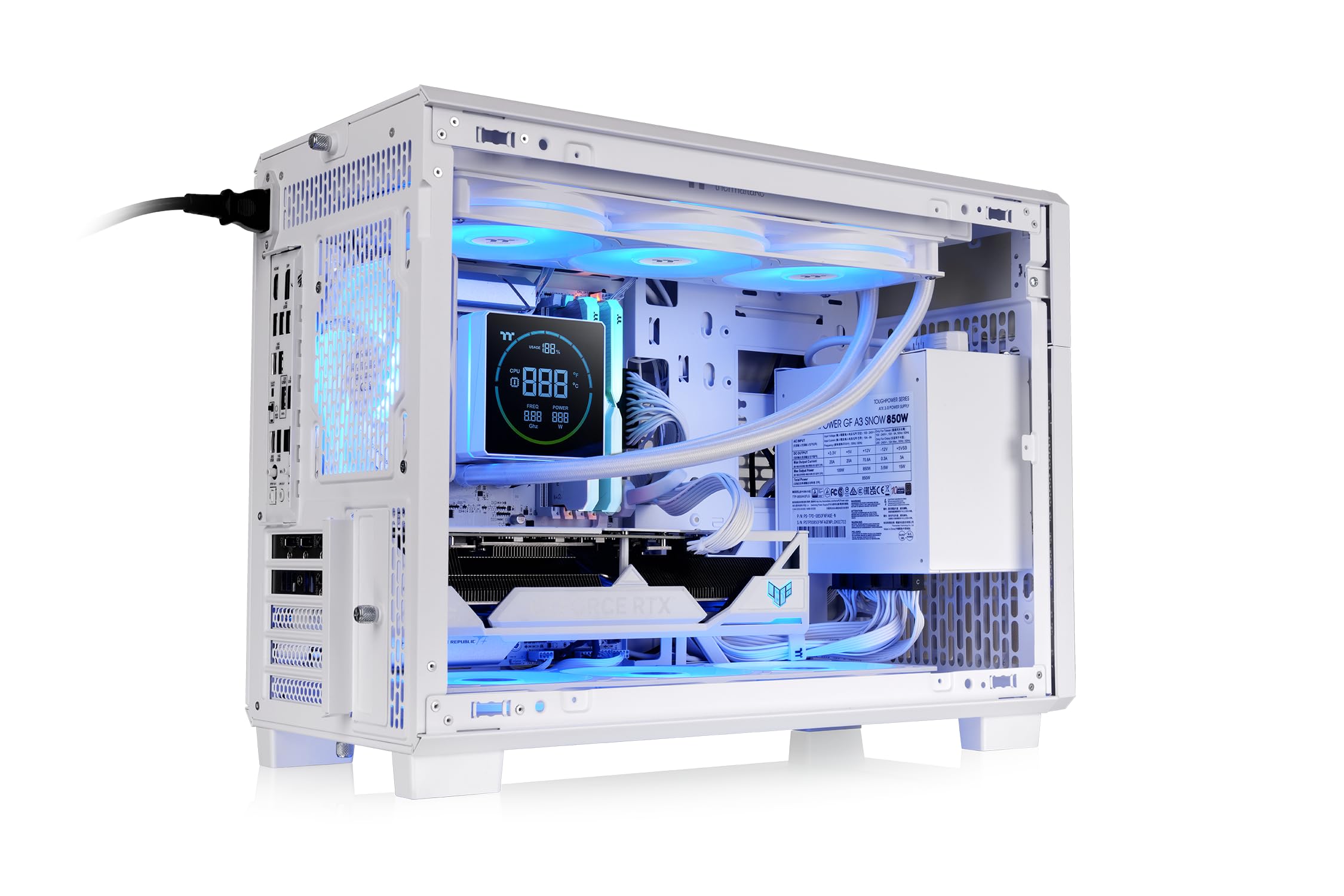 Thermaltake TR200 WS | Micro Chassis | Micro‑ATX/Mini‑ITX | 360mm AIO Support | 7× 120mm Fan Support | 5.25" Drive Bay | USB‑C | Weiß