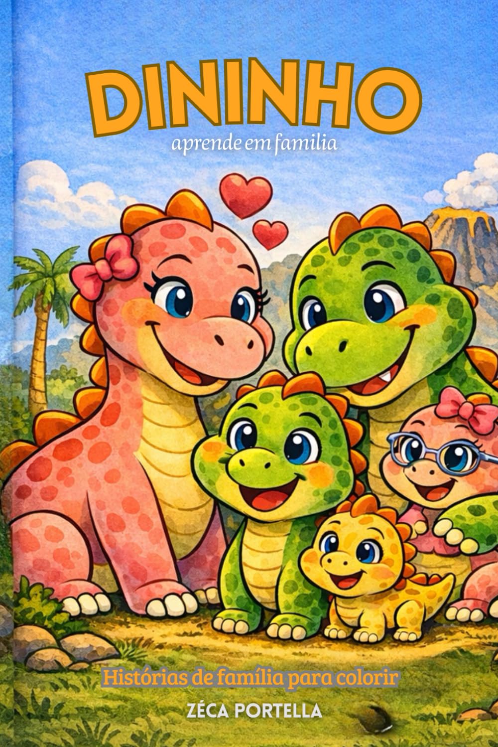 Dininho aprende em família: História e livro para colorir para crianças autistas sobre segurança e confiança na família
