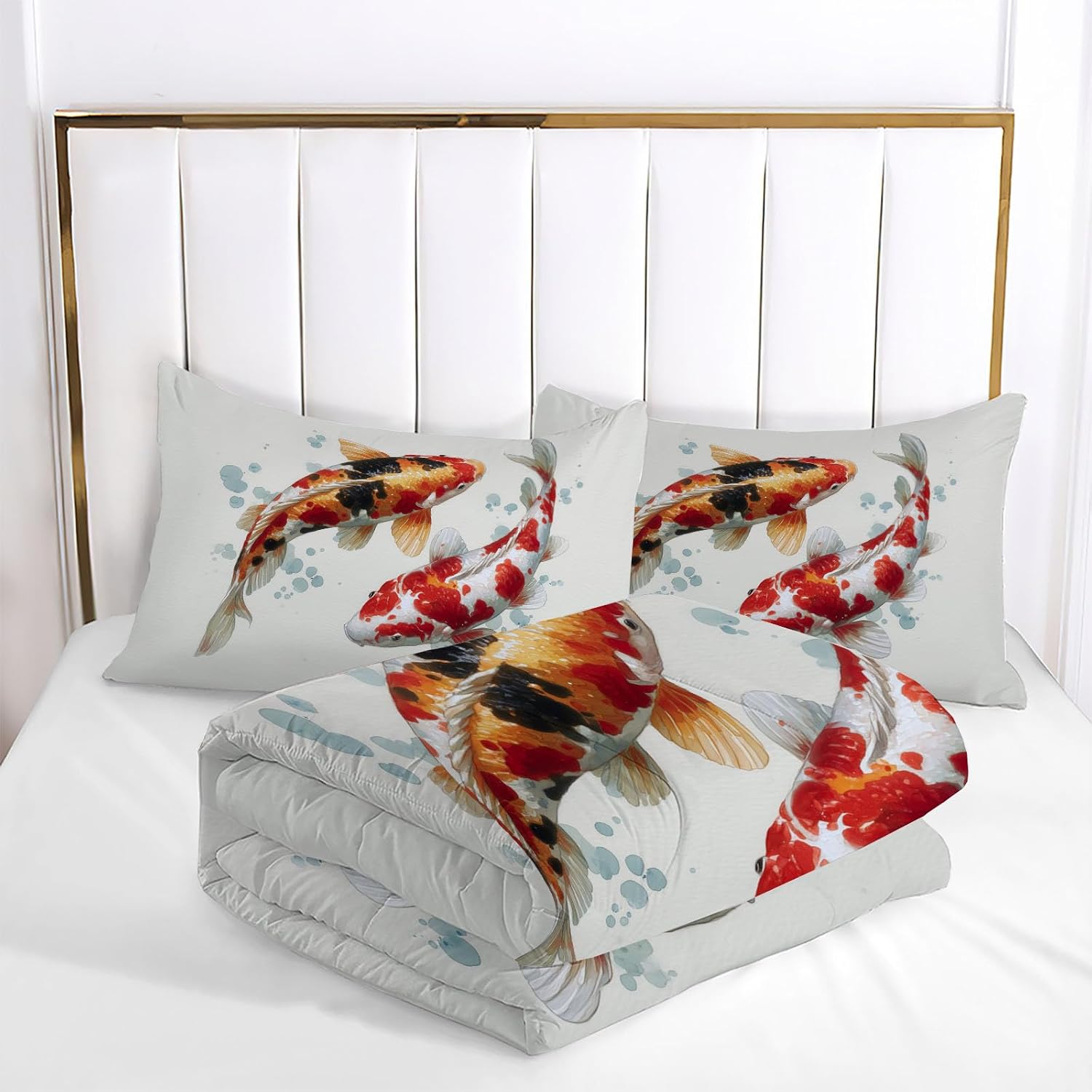 Kids 90" x 90" Coverless Duvet for All Seasons, Reversible Washable 3 Quilt with Japanese Style Animal Patterns, White Comforter with 2 Pillowcases 50x75cm, Queen