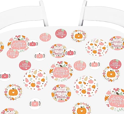 Miniatura 6 de Big Dot of Happiness Girl Little Pumpkin - Fiesta de cumpleaños de otoño o baby shower, confeti de círculo gigante, decoraciones de fiesta, confeti