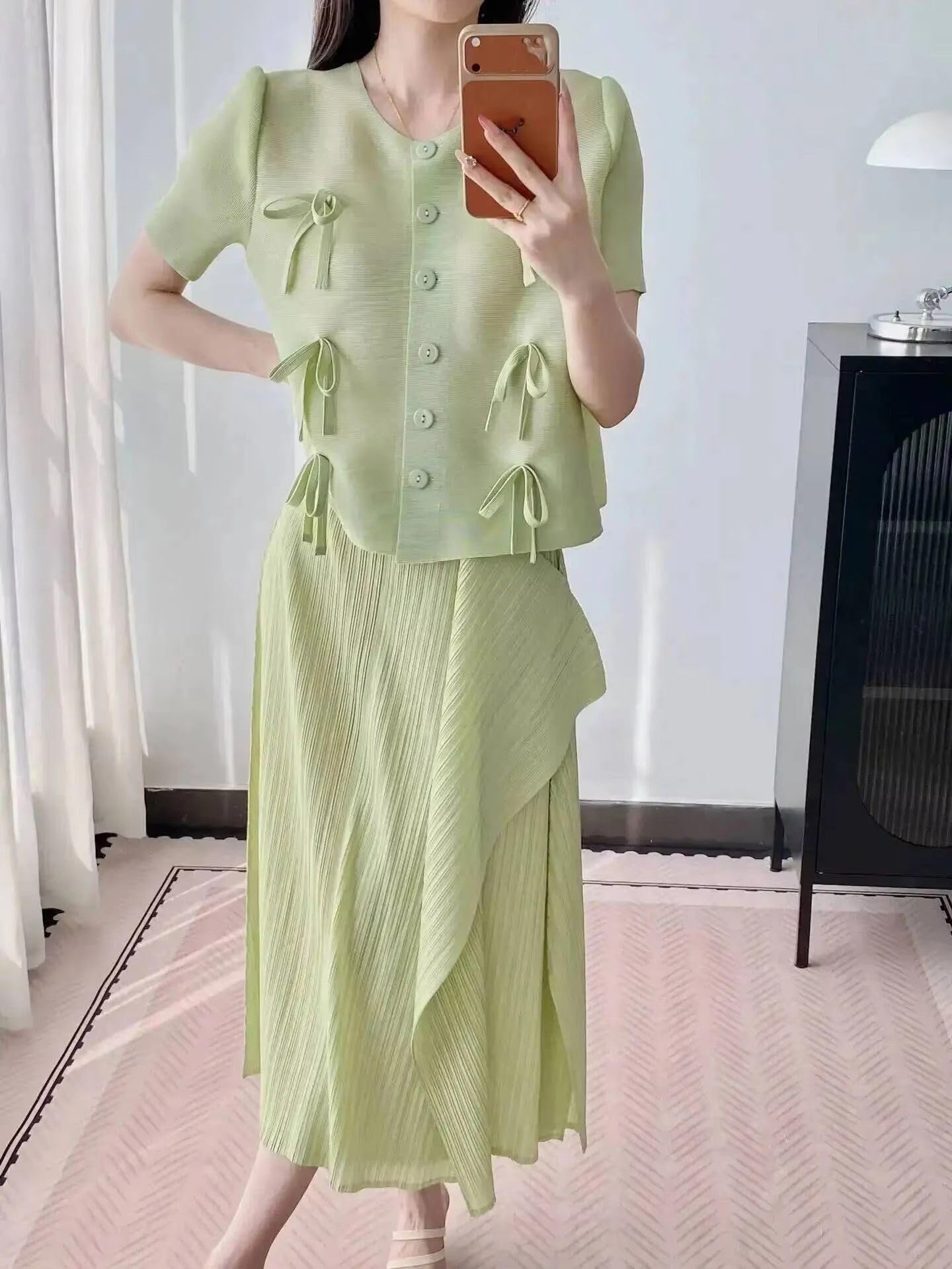 Falda Midi Irregular con Volantes Plisados, Cintura Alta, línea A y fluida para Mujer Black Mediano