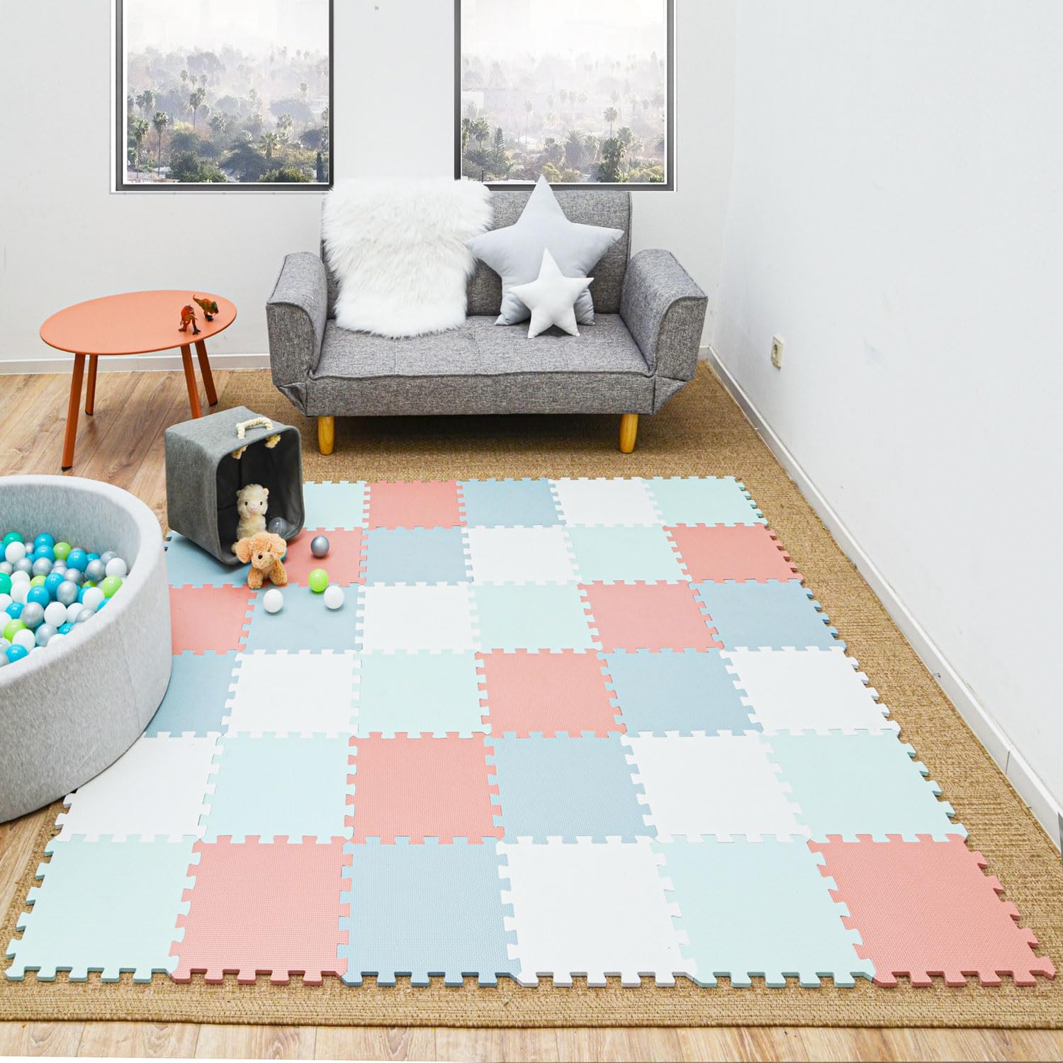 LittleTom 36 Teile Spielmatte für Baby ab Null - 30x30 Krabbelmatte - Spielmatte für Kinder Spieldecke - Bodenmatte Kinderzimmer Activity Bodenschutzmatte Spielzeug