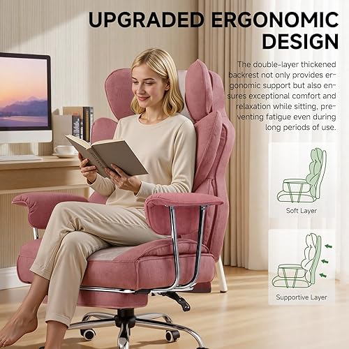 Miniatura 5 de COMHOMA GYPK - Silla de juegos grande y alta con soporte lumbar de resorte de bolsillo, silla de oficina ergonómica con reposapiés, silla de