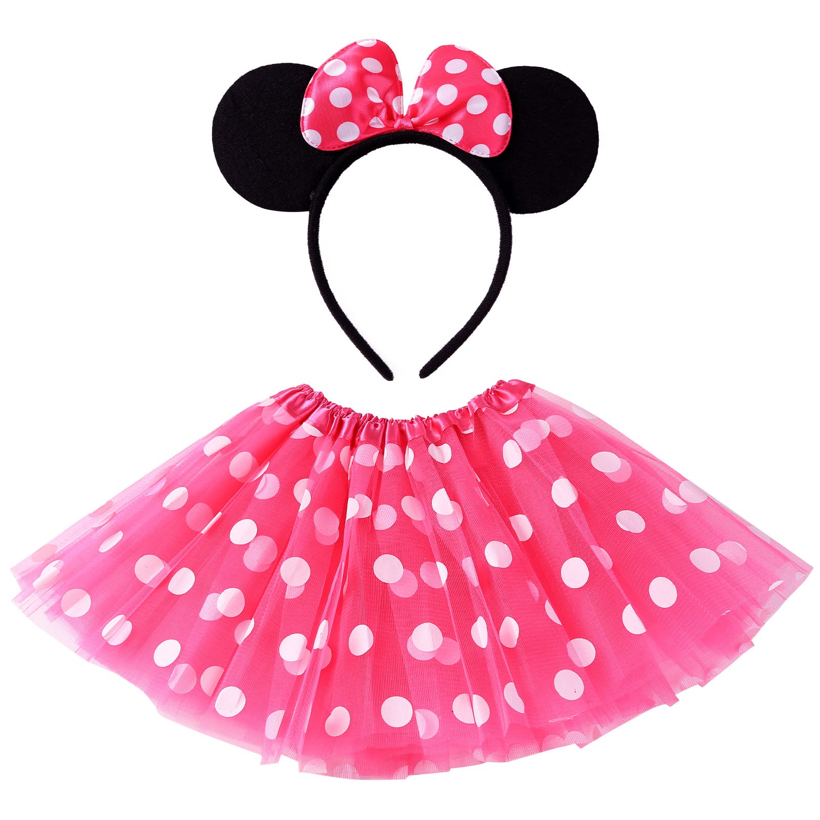 Polka Dots Tutu with Mouse Ears Headband Girls Ballet Dance Trip Outfit