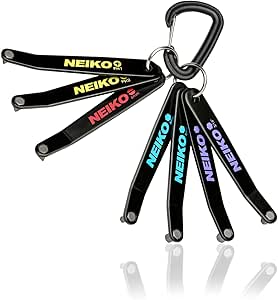 Neiko 01328A Low Profile Offset Screwdriver Set, 7 Piece | Portable Keychain Clip Included, Standard 7 Pc, Black