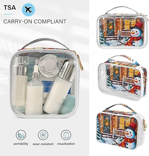 Miniatura 4 de DOMIKING Christmas Snowman Snowy Clear Makeup Bags for Women Men Portable Cosmetic Organizer Pouch Travel Toiletry Storage Bag for Daily Travel Gym