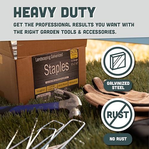 Miniatura 4 de Squirrel Products Estacas de jardín en forma de U, grapas de jardinería de 6 pulgadas, estacas de calibre 11 para tela de paisajismo, 0.114 in, 5.9
