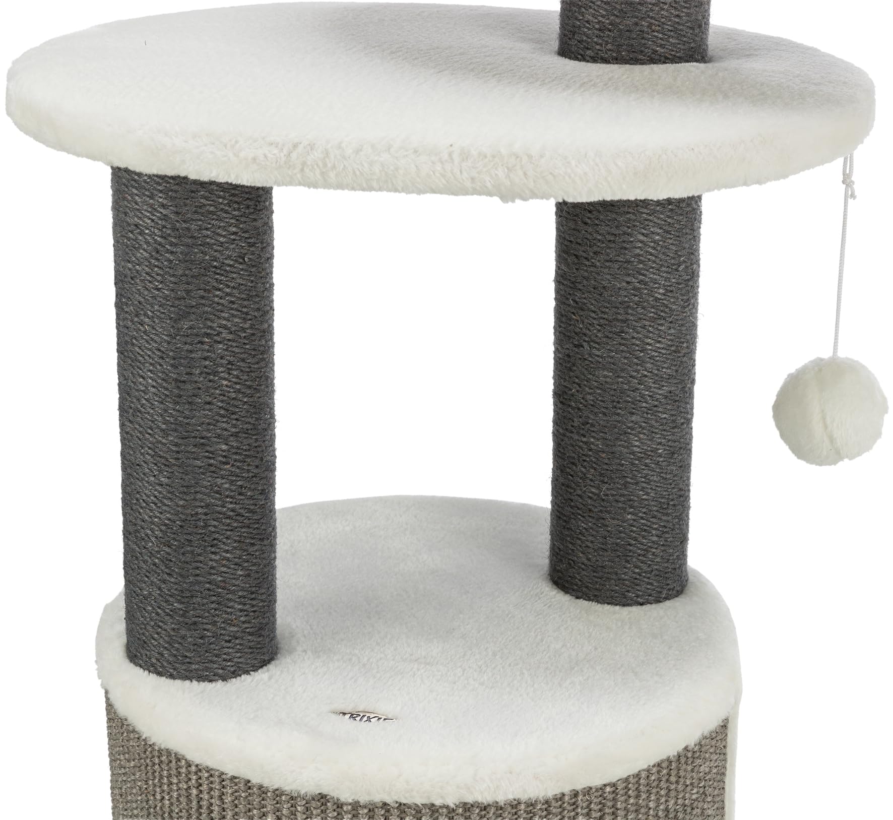 TRIXIE Tiragraffi Marco 85 cm in bianco/beige/grigio – Albero per gatti a più piani con molte possibilità di graffi e giochi, nonché luoghi di ritiro – accogliente e stabile – 44469