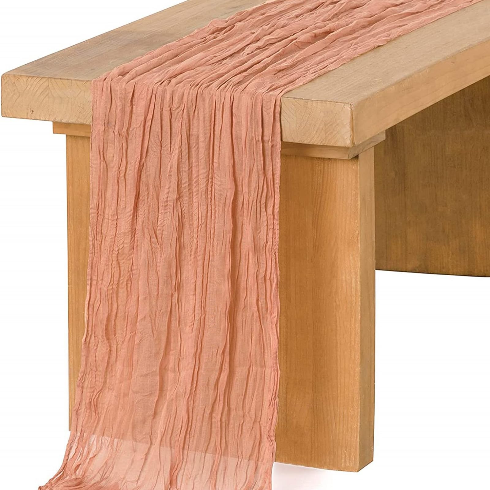 Jarsense Rose Gold Cheesecloth Table Runner Kitchen Restaurant Decoration Crinkle Gauze Tablecloth for Birthday Home Party Wedding Banquet Decoration （90×180CM）