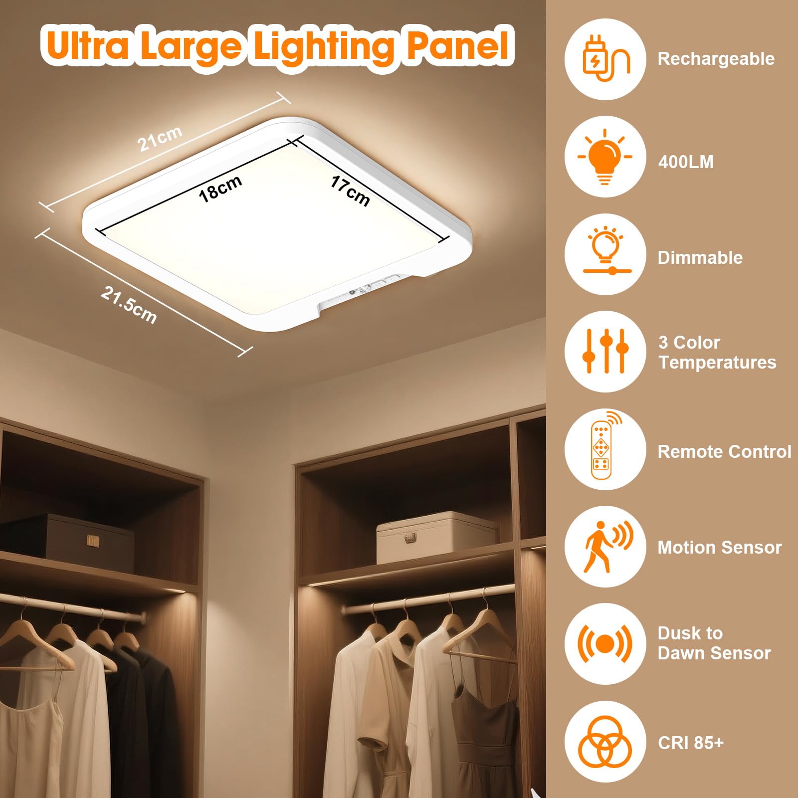 Rechargeable Battery Operated Ceiling Light, Motion Sensor Light