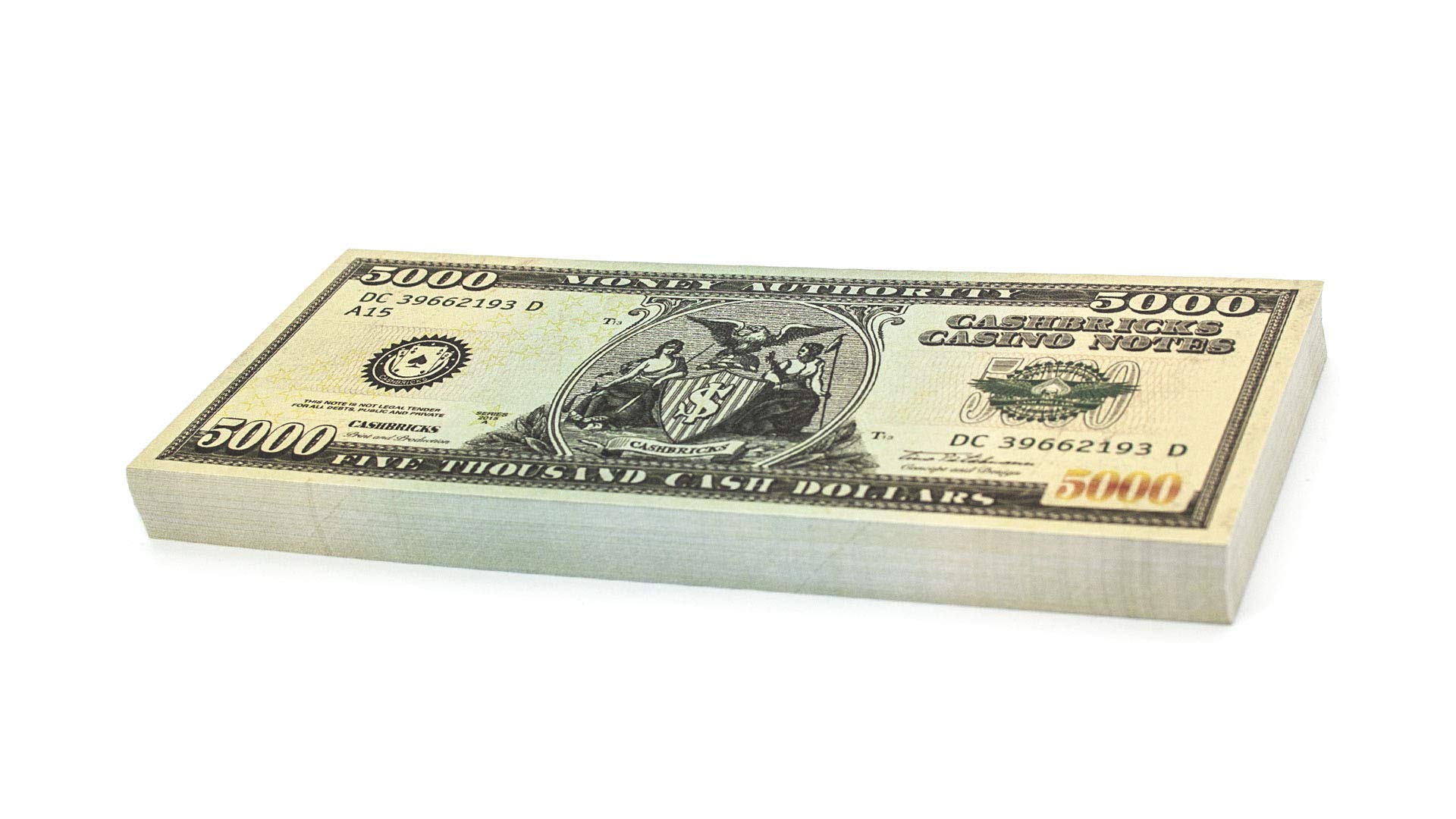 100 x $5000 DOLLAR Cashbricks play money banknotes