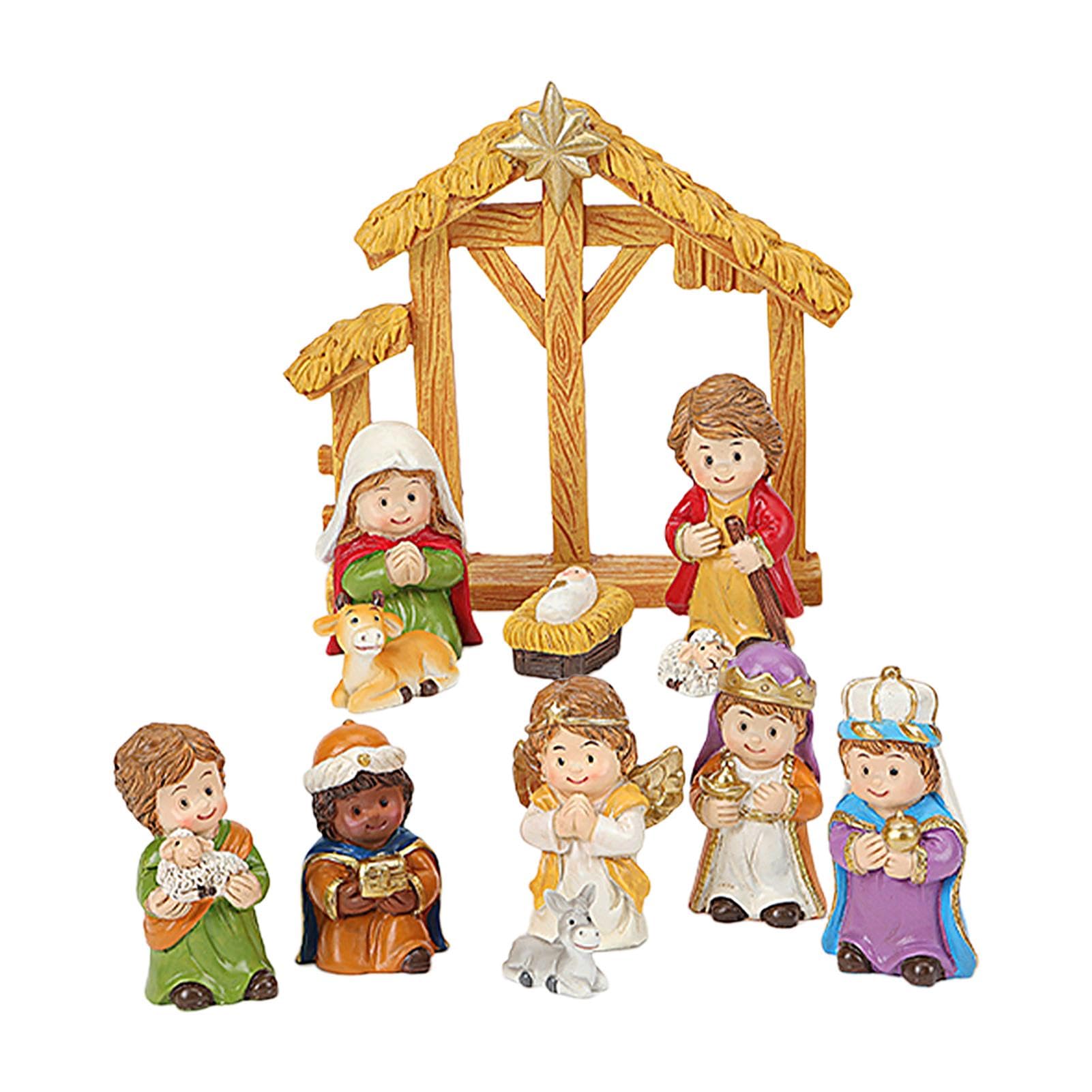 Christmas Nativity Sets, Resin Nativity Figurine, Nativity Scene Sets, Baby Jesus Nativity, Religious Holiday Decor, 12X Beautifully Crafted Resin Nativity Figurines Intricate Details for Church Home