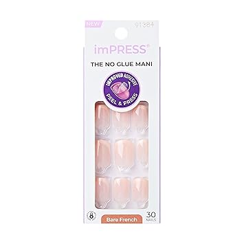 Kiss Impress No Glue Mani Press On Nails, French, 'Heroic',