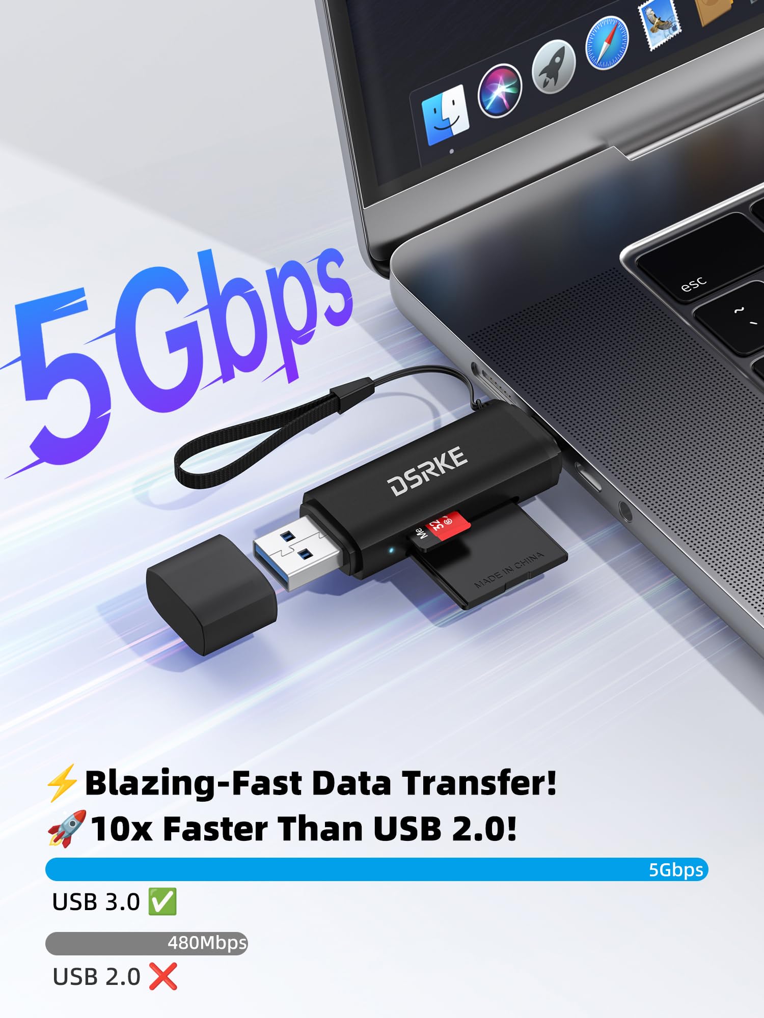 Czytnik Kart SD USB C & USB 3.0, 2-w-1 Aluminiowy Adapter Kart Pamięci kompatybilny z iPhone 17 16 15, Galaxy S26 S25, MacBook, iPad, Android, Zewnętrzny Adapter SD Micro SD UHS-I, Czarny