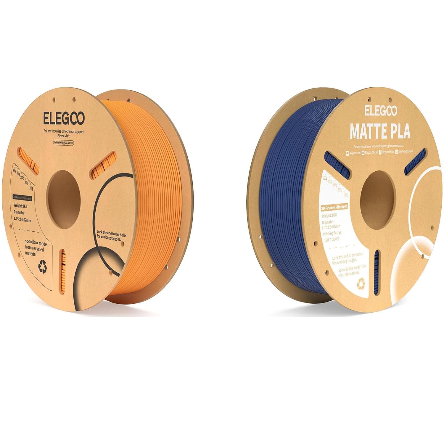 PLA Filament Orange 1KG & Matte PLA Filament Navy Blue 1KG