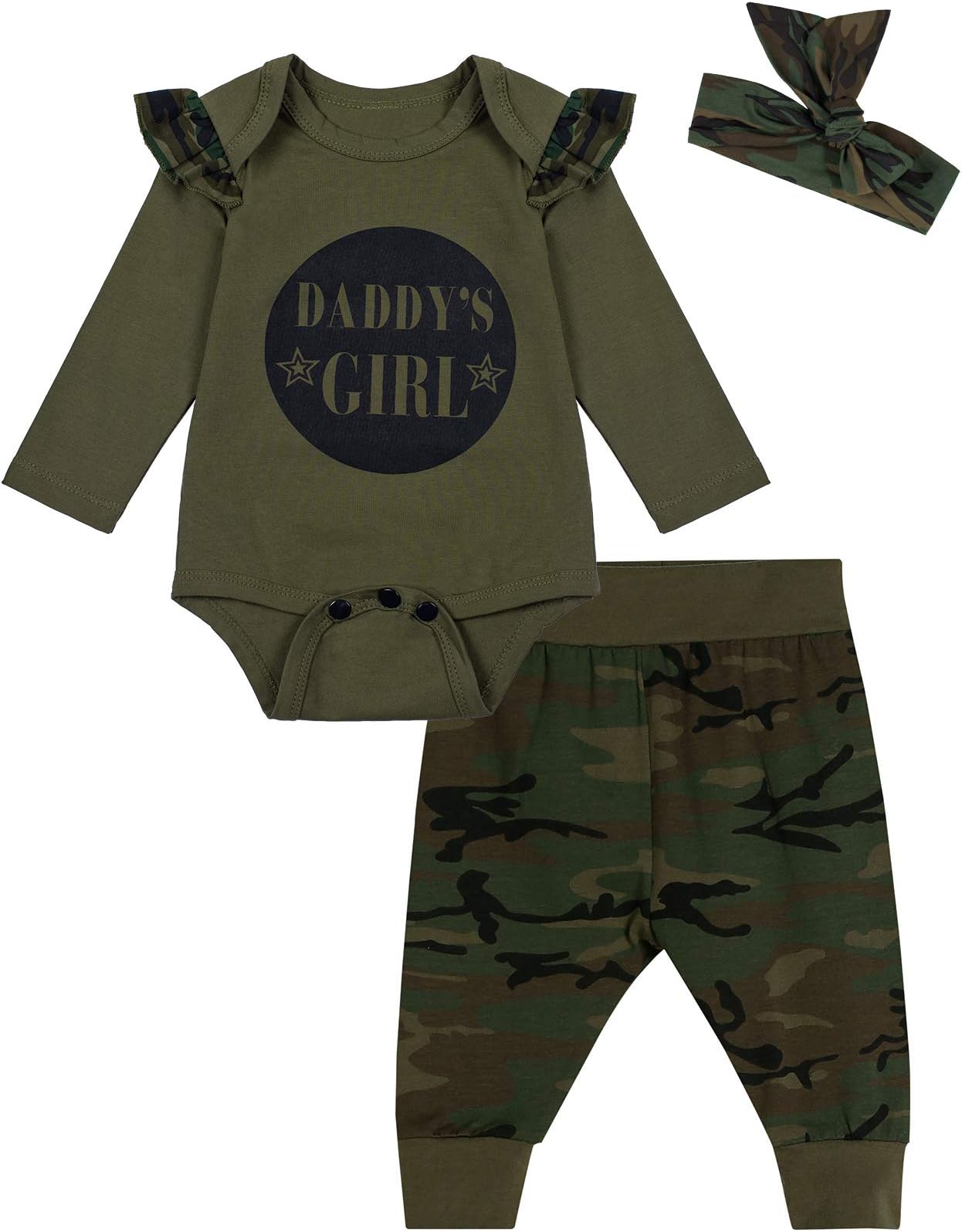 Daddy's Baby Boys Girls Newborn Outfit Set Romper Camouflage Pants