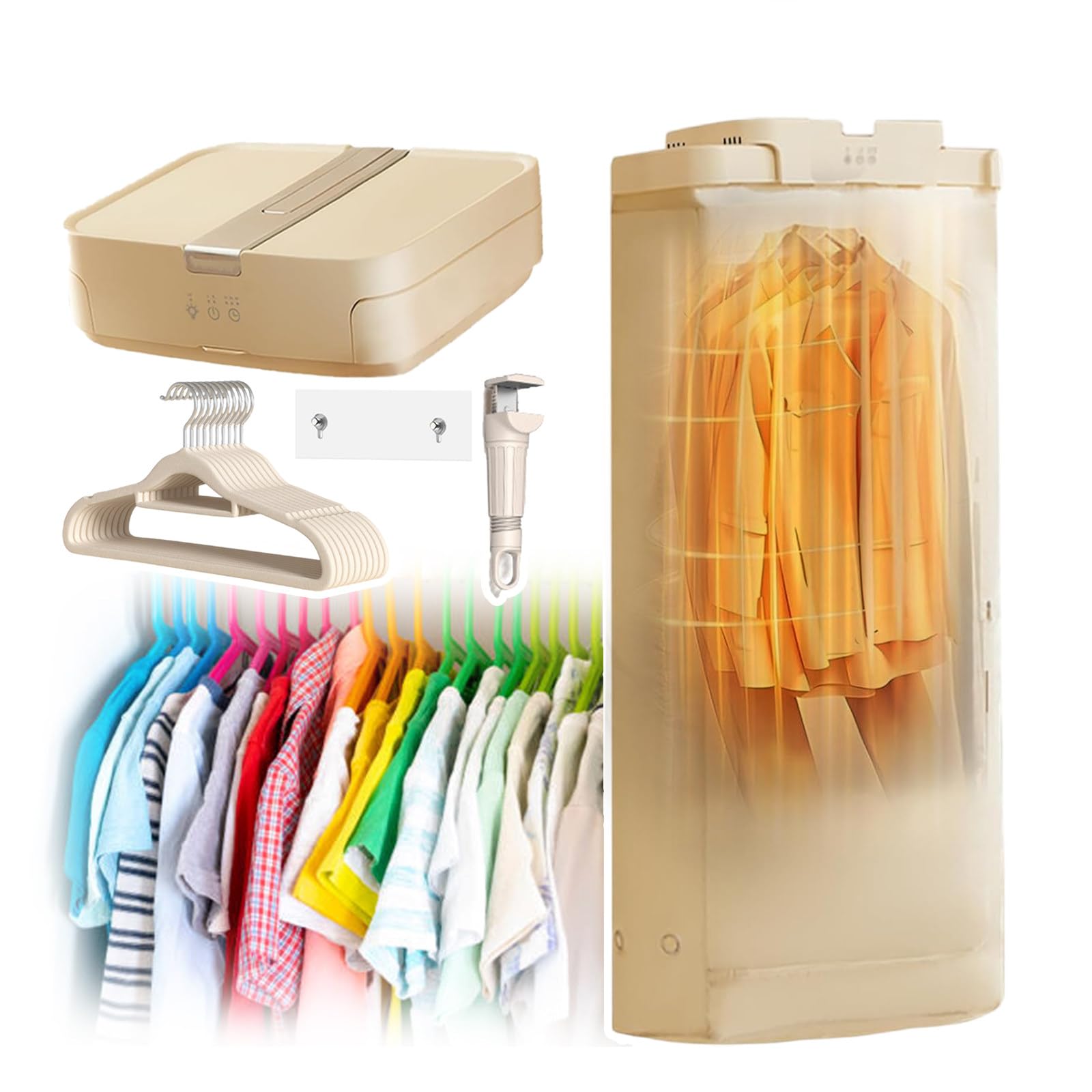 Secadora de ropa eléctrica, secadora con bomba de calor, 1 h, secado rápido, 600 W, temporizador, secadora portátil de secado rápido para ropa húmeda, secado silencioso, con hebilla y percha para co