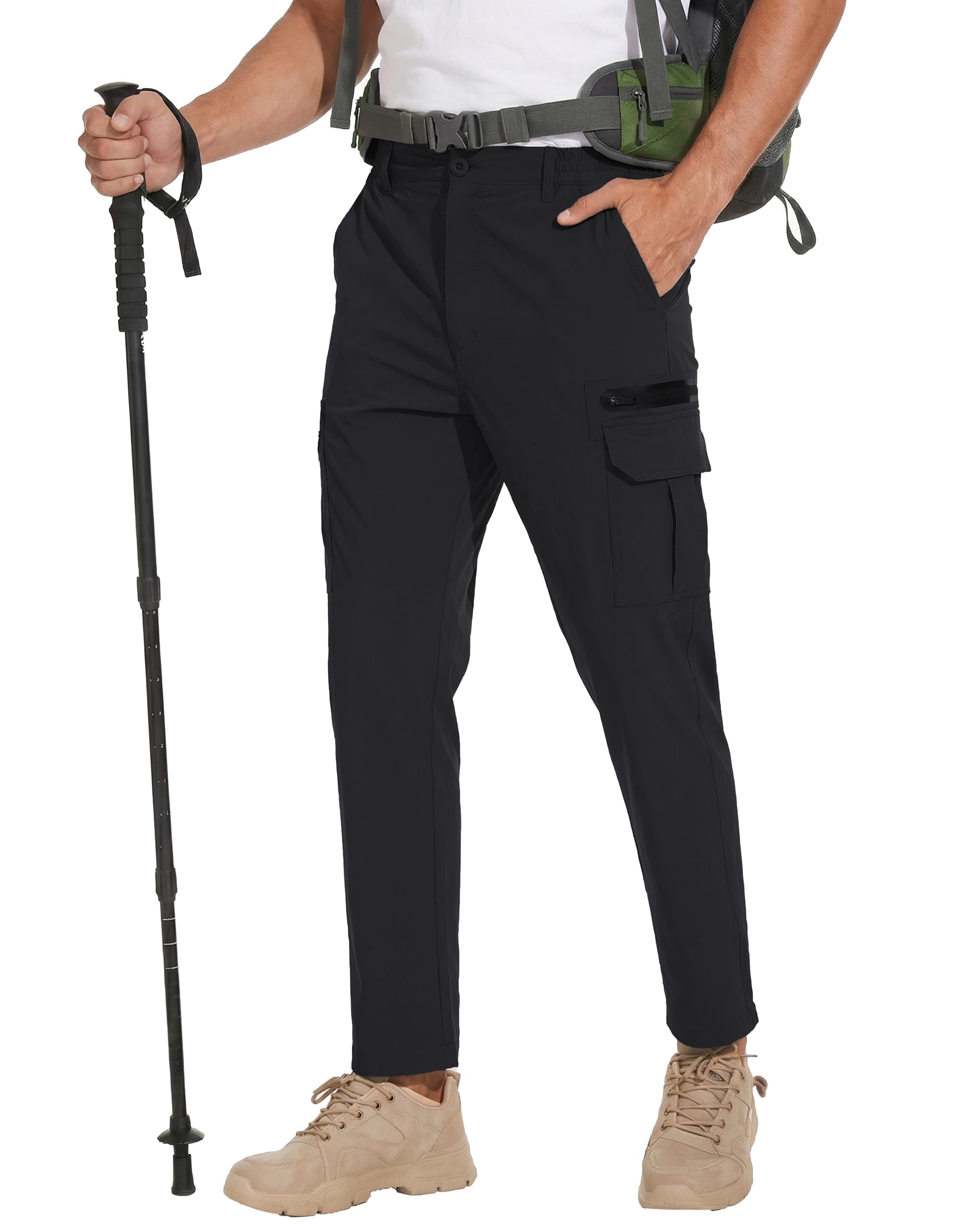 NATUVENIX Wanderhose Herren Leichte Atmungsaktiv Outdoorhose mit 7 Taschen | Schnelltrocknende Stretchstoff, wasserabweisende Beschichtung, ideal für Somme Reisen,Arbeitsanwendungen und Außeneinsätze.