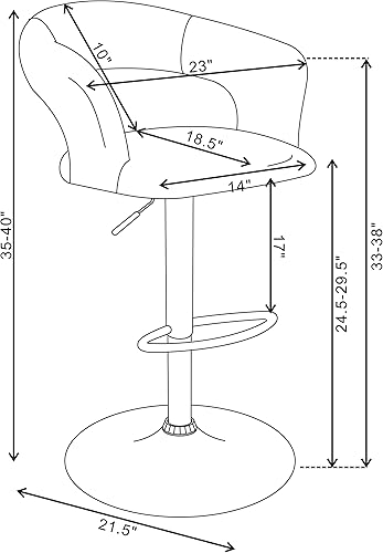 Miniatura 3 de Coaster Home Furnishings Barraza 120346 Taburete de bar de altura ajustable de 29 pulgadas, negro y cromado