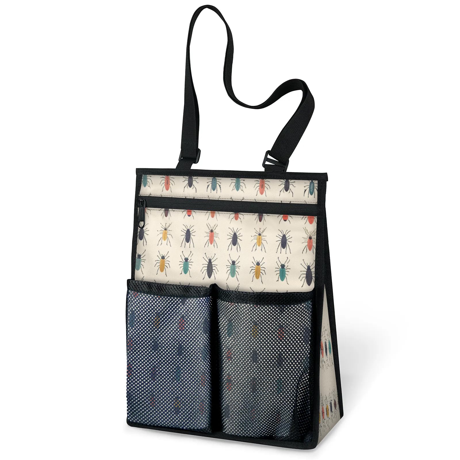 Ourtheme Bugs Pattern Portable Shower Bag for Travel Gym Camp Beach Tote Shower Caddy Bags Hanging Toiletry Organizer