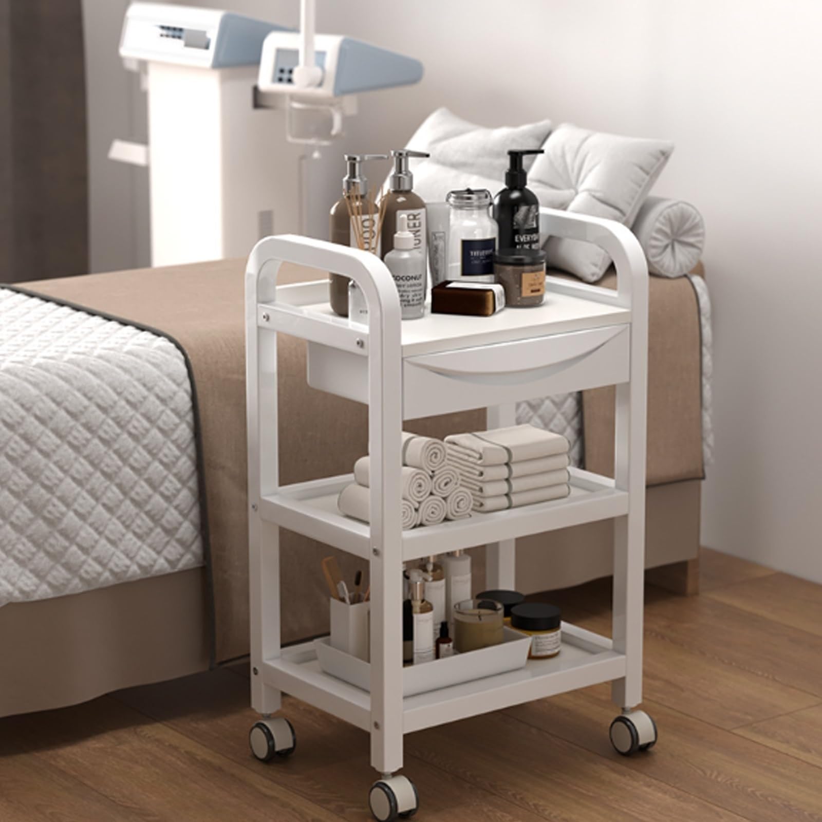 Cocina Carrelli mobili, Scaffali portaoggetti multilivello da pavimento a , for salone di bellezza, , Cucina, Bagno, Piccoli carrelli soggiorno Estante de almacenamiento(Gris)