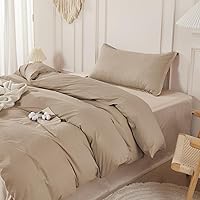 Vista 97 de SAPHREAS Juego de funda de edredón, 100% algodón extrasuave, tamaño individual, lavanda, 2 piezas, 1 funda de edredón de 68 x 90 pulgadas con Crema