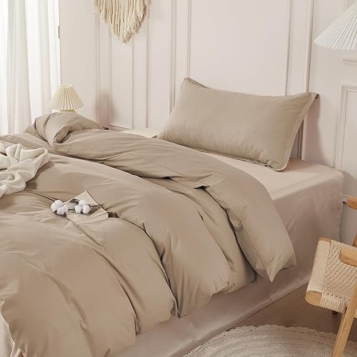 Miniatura 25 de SAPHREAS Juego de funda de edredón tamaño Queen 100% algodón orgánico, ropa de cama suave, funda de edredón con cierre de cremallera y lazos