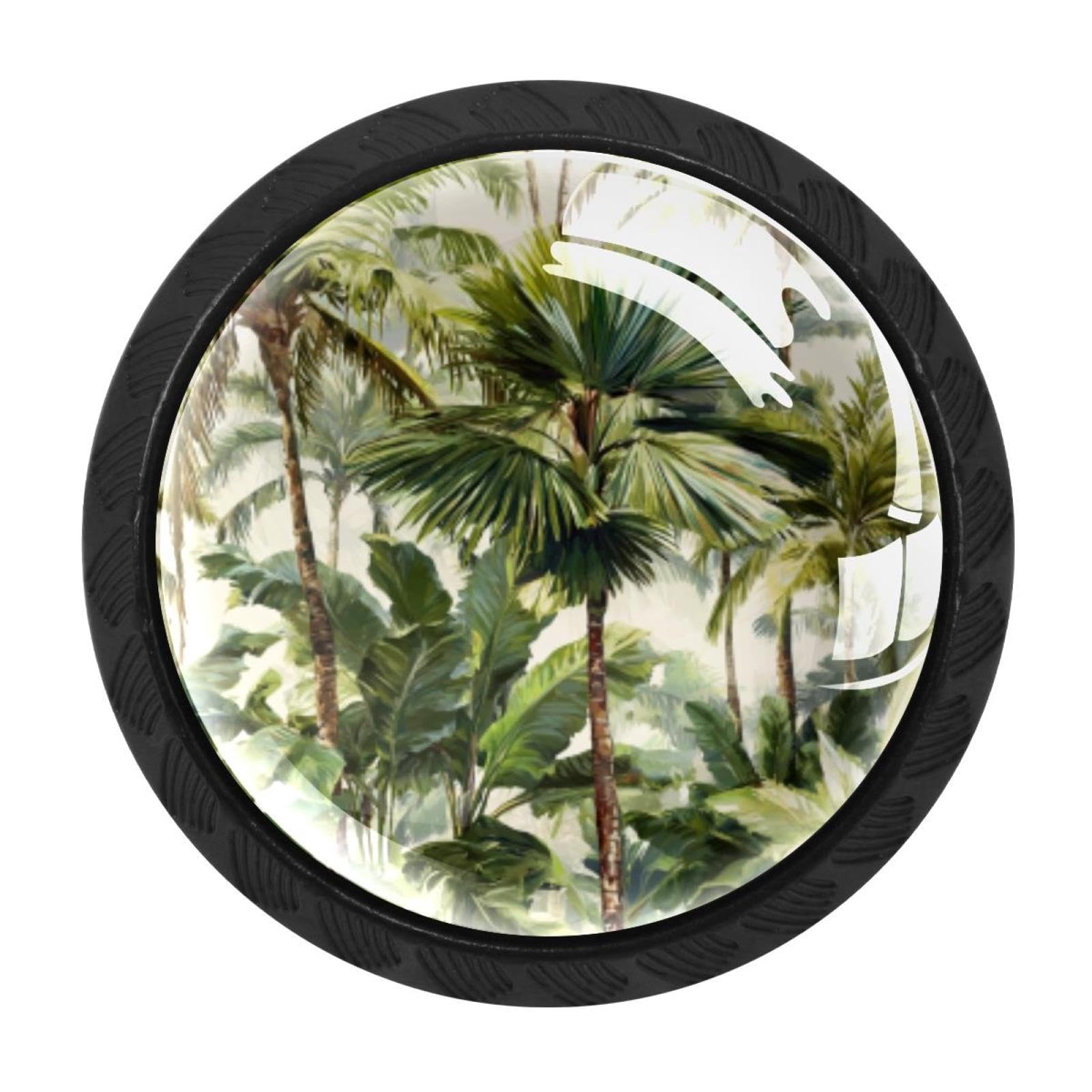 CHENZZZZ 4 Pack Tropical Palm Print (3) Kitchen Cabinet Knobs Drawer Knobs Door Dresser Handles for Personalized Gifts Great for Any Occasion