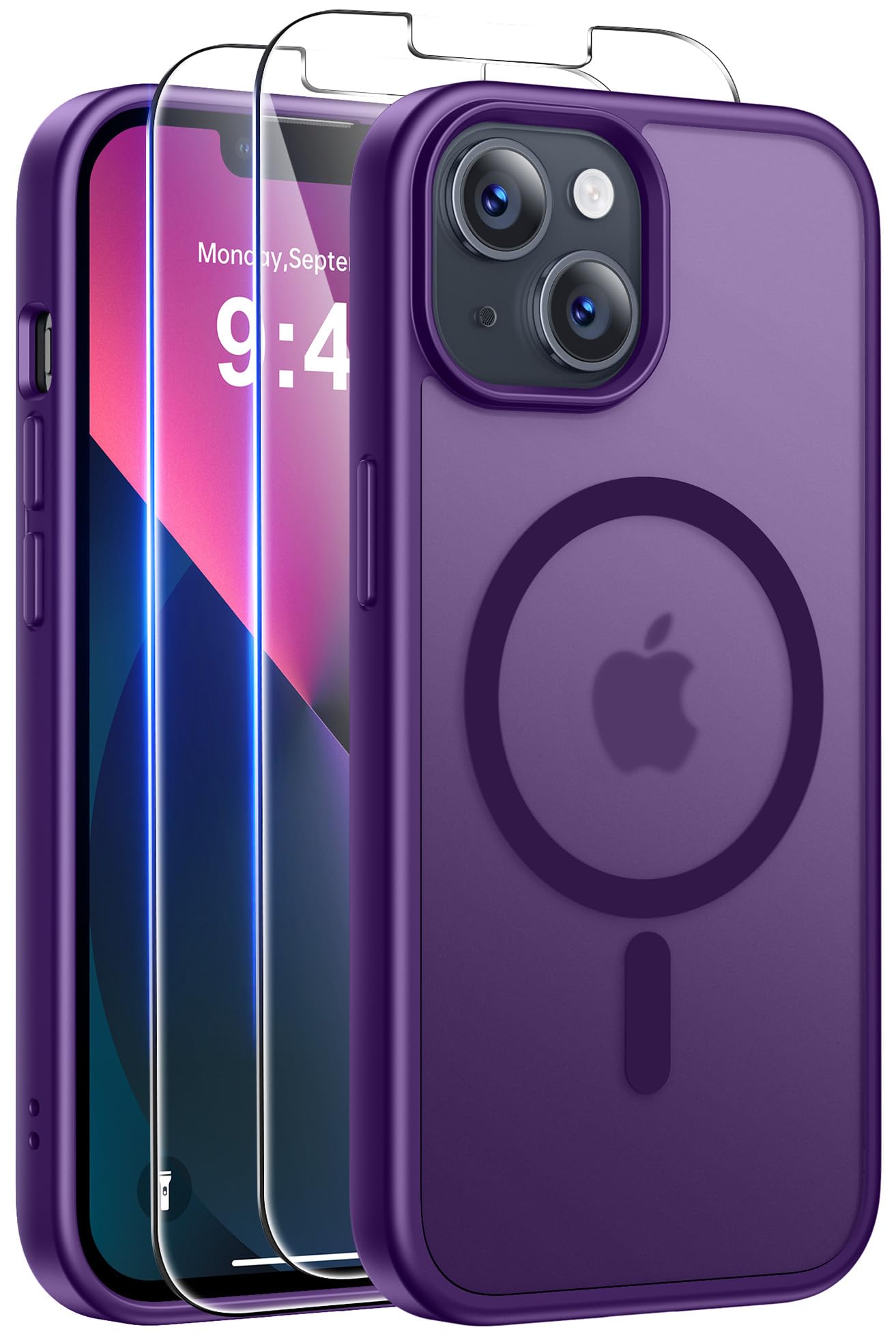 Qasyfanc Magnetic for iPhone 15 Case with 2 Tempered Glass Screen Protector, Compatible with MagSafe, Full Camera Protection, [Anti-Yellowing] Shockproof Protection Phone Case, Clear — view 22