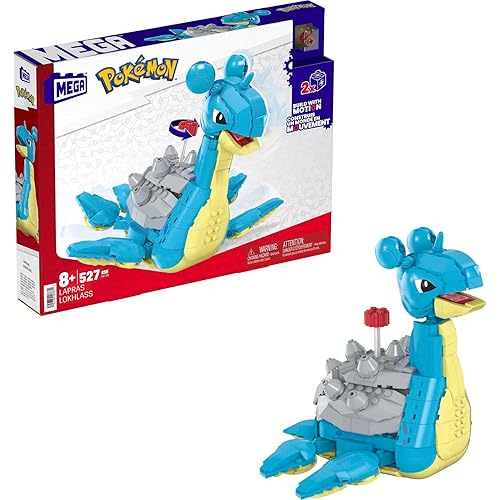 MEGA Pokémon Building Toys Set Lapras with 527 Pieces, Articulated and Poseable with Motion, 6 Inches Tall, for Kids