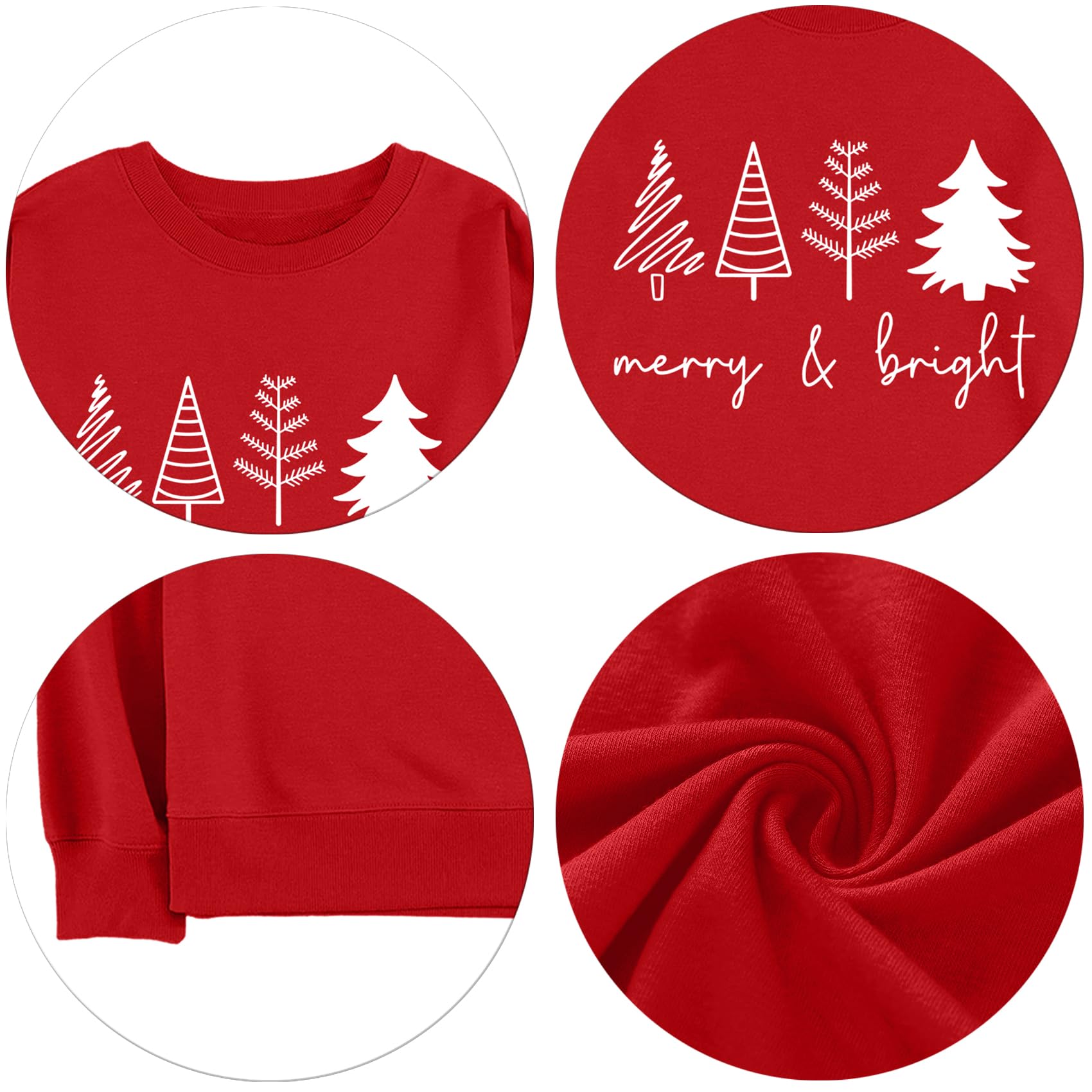 VVNTY Bluza bożonarodzeniowa damska Merry and Bright, zabawny sweter bożonarodzeniowy sweter z długim rękawem